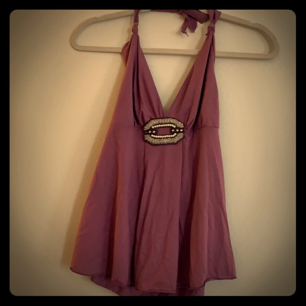 Planet Funk Purple Top - tank style diamond bead S